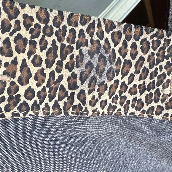 Clare V Leopard Print Tote with Navy/Red Strap - Picture 6 of 6